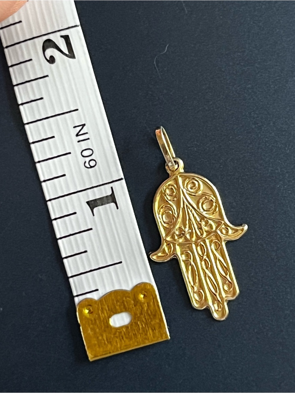 Solid 14 Karat Yellow Gold Hamsa Charm Pendant